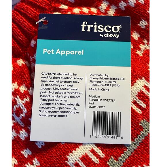 Frisco Reindeer by Chewy NEW Medium Fair Isle Dog Christmas Sweater Red White - Picture 6 of 7